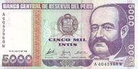 Peru 5000 intis 5000 Intis Amiral M. Gruau - Fishing - 1988 -