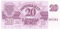 Latvia 20 rouble 20 roubles - Symmetrical design - 1992 - Serial SA -