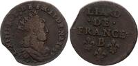 France liard Liard de France - Louis XIV with juvenile bust - 1657 B Acquigny -