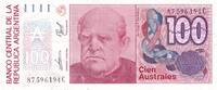 Argentina 100 australes 100 Australes D. F. Sarmiento - Liberty - 1990 - Serial C -