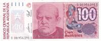Argentina 100 australes 100 Australes D. F. Sarmiento - Liberty - 1990 - Serial R Remplacement -