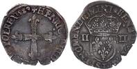 France 1/4 ecu 1/4 Ecu, Henri III - 1589 Nantes - F to VF - Silver -