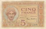 Madagascar 5 francs 5 Francs - Goddess Juno - 1937 - Sign. Chaudun - Série C.3108 -