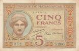 Madagascar 5 francs 5 Francs - Goddess Juno - 1937 - Sign. Chaudun - Serial S.1903 -