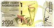 Madagascar 2000 ariary 2000 Ariary - Lemur - Orchid - 2023 - Serial E20 -