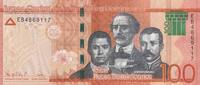 République dominicaine 100 pesos 100 Pesos - Duarte, Sanchez, Mella - Puerta del Conde - 2023 (2024) - Série EB -