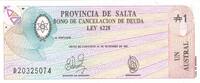 Argentina 5 austral 5 austral - Province of Salta - 31-12-1987 - Serial D -