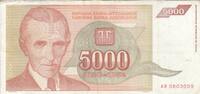 Yugoslavia 5000 dinara 1993 5000 dinara - Nikola Tesla - 1993 III / SS 8.79 元 含税 ＋  83.67 元 运费