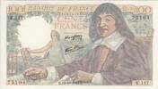 France 100 francs 100 Francs - Descartes - 12-10-1944 - Serial K.117 -