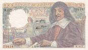 France 100 francs 100 Francs - Descartes - 12-10-1944 - Serial K.117 -