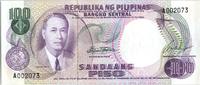 Philippines 100 piso 100 Piso - Manuel Roxas - Central bank - 1969 -