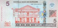 Suriname 5 dollars 5 Dollars - Bank - Gran-Rio Sula - 2012 - UNC - P.162 -