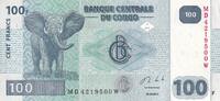 Congo (RDC) 100 francs 100 Francs - Elephant - Barrage - 2013 - P.98b -