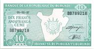 Burundi 10 francs 10 Francs Burundi Map - 1997 -