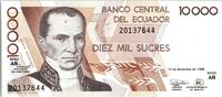 Ecuador 10000 sucres 10000 Sucres, V. Rocafuerte - Monument Indépendance - 1998 - P.127 c -
