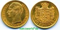 Dänemark 10 Kroner Herz, König Frederik VIII. 1906-1912, 4,48 g/900 Gold, S80, fast Stg -