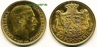 Dänemark 20 Kroner Mzz. VBP, Kopenhagen, Christian X. 1912-1947, 8,97 g/900 Gold, S86, seltener Jahrgang, vz/vz+ -