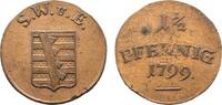 Sachsen-Weimar-Eisenach Cu 1 1/2 Pfennig Carl August 1775-1828 -