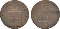 Waldeck Cu 3 Pfennig Georg Heinrich 1813-1845 -