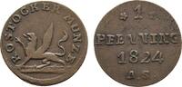 Mecklenburg-Rostock, Stadt Cu Pfennig 1824 AS Sehr schön 108.44 元 含税 ＋  166.83 元 运费