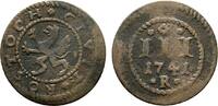 Mecklenburg-Rostock, Stadt Cu 3 Pfennig 1741 R Fast sehr schön 108.44 元 含税 ＋  166.83 元 运费