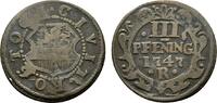 Mecklenburg-Rostock, Stadt Cu 3 Pfennig 1747 R Fast sehr schön 108.44 元 含税 ＋  166.83 元 运费
