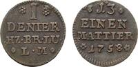 Braunschweig-Wolfenbüttel Cu Denier Karl I. 1735-1780 -
