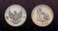 INDONESIA 10000 Rupiah INDONESIA, KM# 62 , Silver, 10000 Rupiah, 1999, Proof, UNICEF - Two girls scouts planting a tree. Very rare silver proof coin in -