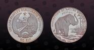 LAOS 50 Kip LAOS , KM# 48 , Silver, 50 Kip, 1993, Proof, Protection of Nature - Elephant. Coin in excellent condition! -