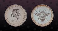 LITHUANIA 50 Litu LITHUANIA, KM#159 , Silver, 50 Litu, 2008, Proof, Lithuanian Nature - Bee. Lettering Kamane. Coin housed in Original Mint cap -