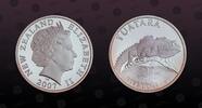 NEW ZEALAND 5 Dollars NEW ZEALAND , KM# 150a , Silver, 5 Dollars, 2007, Proof, Tuatara. Comes with a copy of New Zealand Post Office purchase Receipt. -