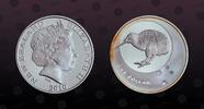 NEW ZEALAND 1 Dollar NEW ZEALAND , KM# 331a , Silver, 1 Dollar, 2010, Proof, Southern Cross And Kiwi. Coin housed in Original Mint capsule! -
