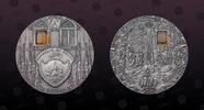 PALAU 10 Dollars PALAU, KM# 320 , Silver, 10 Dollars, 2010, Mint Strike - Antique Finish, MINERAL ART - Sagrada Family. Coin housed in Original M -