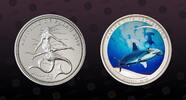 PALAU 5 Dollars PALAU, KM# 314 , Silver, 5 Dollars, 2010, Proof, Marine Life Protection - Sphyrna Lewini. Multicolored. Coin housed in Original -