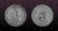 SOUTH AFRICA 5 Shillings SOUTH AFRICA , KM# 8.1 , Silver, 5 Shillings, 1892, Mint Strike, President Krueger - bust left. Single schaft on wagon tongue. N -