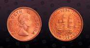 SOUTH AFRICA 1/2 Penny SOUTH AFRICA , KM# 45 , Bronze, 1/2 Penny, 1954, Mint Strike, Queen Elizabeth II. Coin in excellent condition! Brilliant Uncircu -