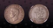 SOUTH AFRICA 1 Shilling SOUTH AFRICA , KM# 37.1 , Silver, 1 Shilling, 1950, Proof, King George VI. Scarce date. Only 500 pieces struck! Some hairlines o -