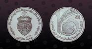 TUNISIA 10 Dinars TUNISIA, KM# 380 , Silver, 10 Dinars, 2003, Proof, 16th Anniversary of 7.Nov.1987. and International Solidarity Fund. Very rare -