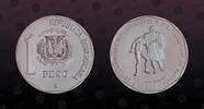 DOMINICAN REPUBLIC 1 Peso DOMINICAN REPUBLIC , KM# 77a , Silver, 1 Peso , 1990, Proof , 500th Anniversary - Discovery and Evangelization - Native America -