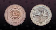 DOMINICAN REPUBLIC 1 Peso DOMINICAN REPUBLIC , KM# 87a , Silver, 1 Peso , 1995, Proof , UN - Piece, two doves. Nice coin in excellent condition! -