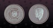 DOMINICAN REPUBLIC 10 Centavos DOMINICAN REPUBLIC , KM# P25 , Silver, 10 Centavos , 1987, Proof, Profile of Duarte. Scarce Piefort. Double Thickness. Only 300 -