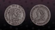 ECUADOR œ Real ECUADOR , KM# 35 , Silver, œ Real, 1848, Mint Strike, Bust of Liberty. Nice silver coin! -