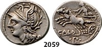 Roman Republic AR Denarius C. Coilius Caldus, Coelia, Victory in biga -