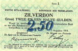 2 1/2 gulden 2 1/2 gulden 1914 Zilverbon 9-1b kwaliteit -