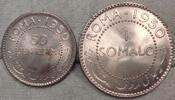 Somalia 1 Somalo und 50 Centesimis 2 Stück. -