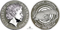 Australia SILVER-1-DOLLAR-TROY-OUNCE SALTWATER-CROCODILE-BINDI -
