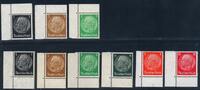 Deutsches Reich 1-12 Pfg. 'Hindenburg' 9 verschiedene Bogenecken aus Markenheftchenbogen -