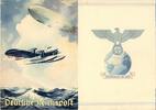 Deutsches Reich Propaganda Schmuckblatt-Telegramm Lx9 mit Zeppelin und Wasserflugzeug, sign. Meerwald -
