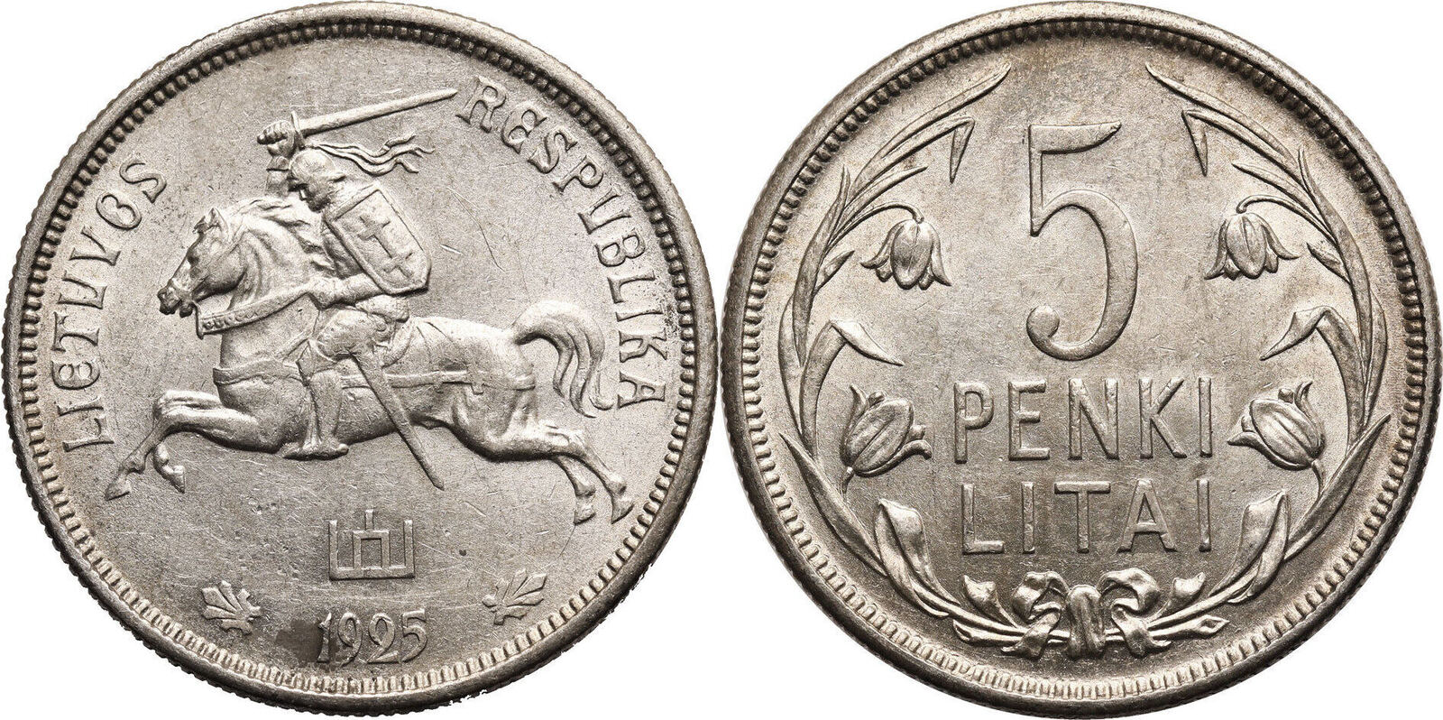 Lithuania, First Republic 1918-1940 5 Litai 1925 EF | MA-Shops