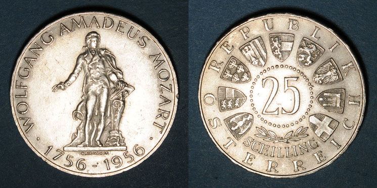 république. 25 schilling "mozart" vf